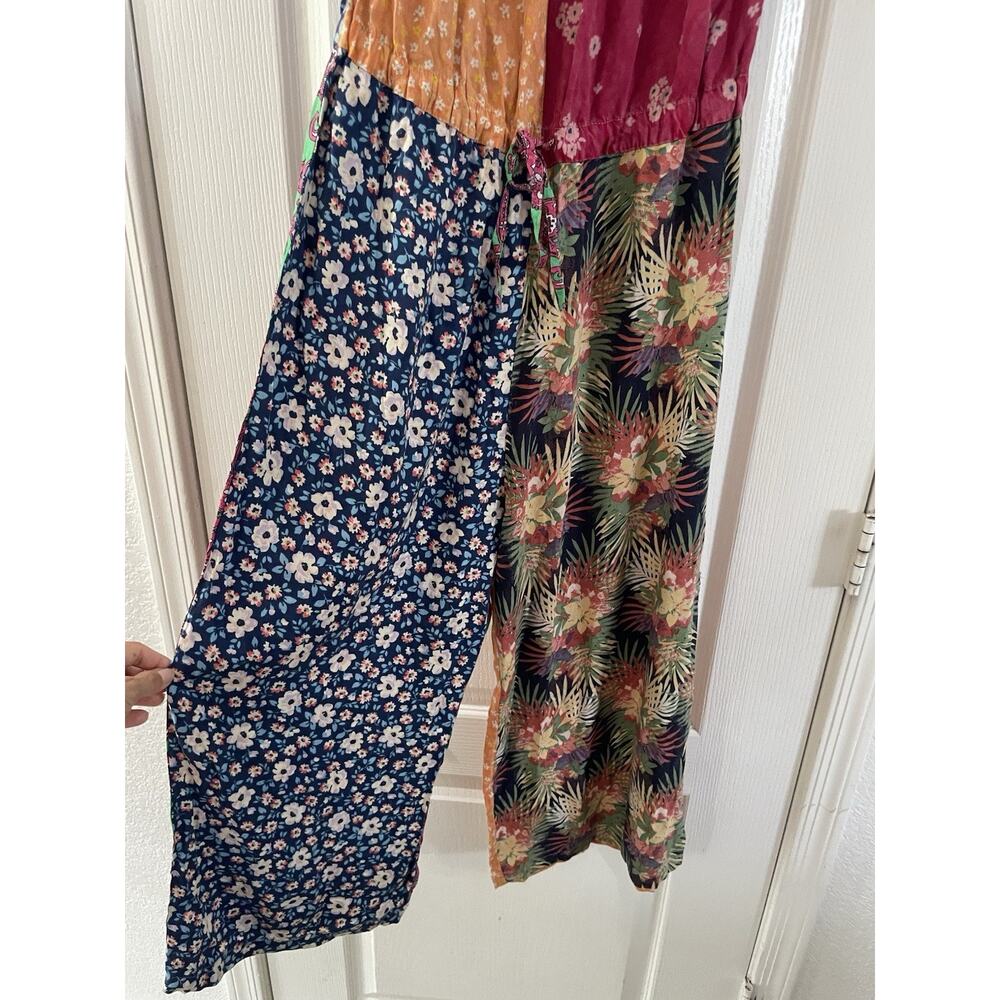 Sacred Threads S/M Patch floral Pant Shirt Sleeve Romper - Picture 3 of 4